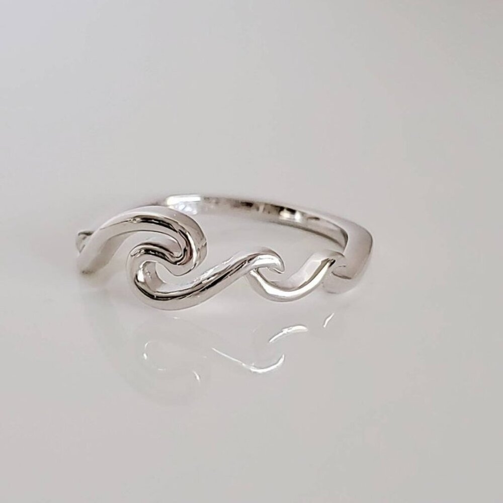 Sterling Silver Waves Ring, Rolling Wave Ring, Beach Wave Ring, Ocean Tide Ring,